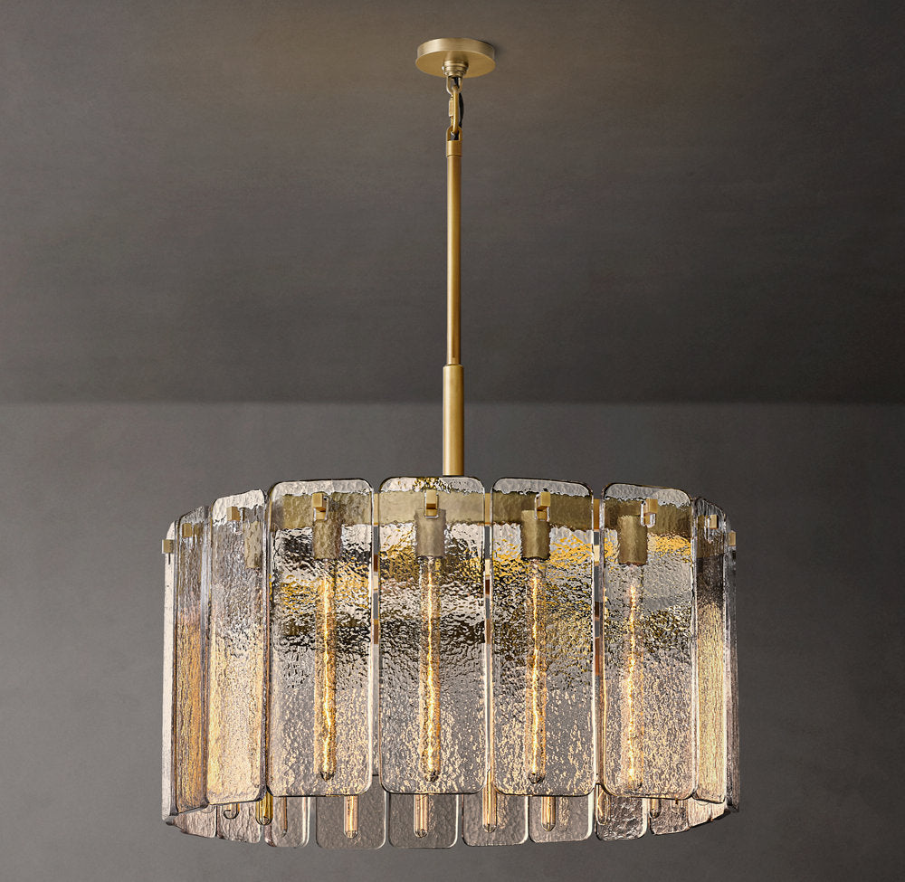 Rippled Glass Drum Chandelier