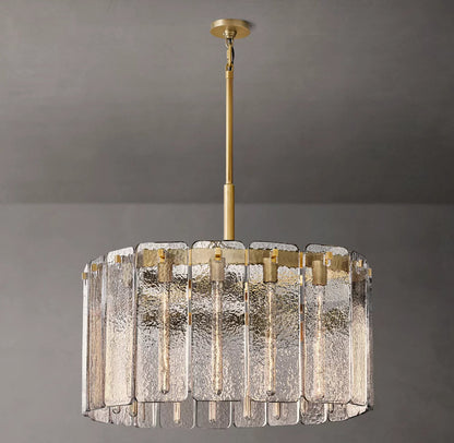 Rippled Glass Drum Chandelier
