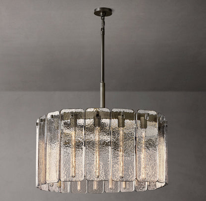 Rippled Glass Drum Chandelier