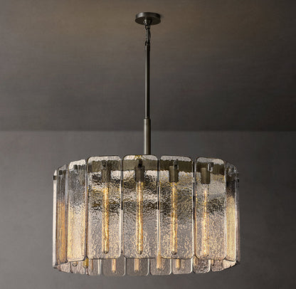 Rippled Glass Drum Chandelier