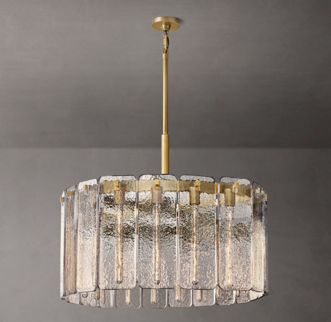 Rippled Glass Drum Chandelier