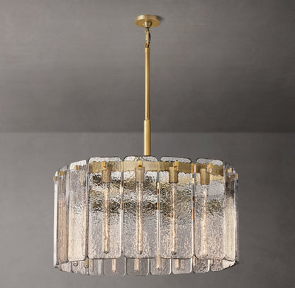 Rippled Glass Drum Chandelier