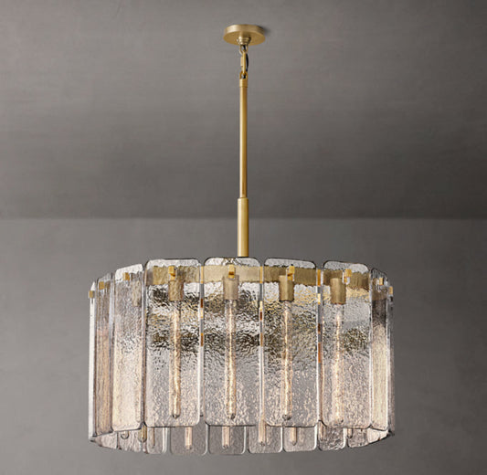 Rippled Glass Drum Chandelier
