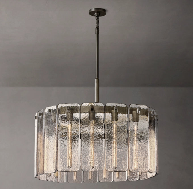 Rippled Glass Drum Chandelier