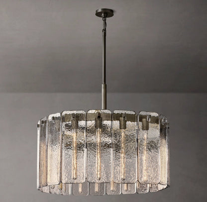 Rippled Glass Drum Chandelier