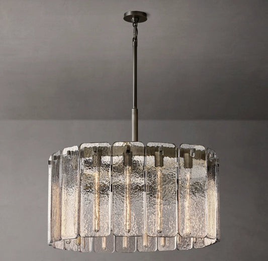 Rippled Glass Drum Chandelier