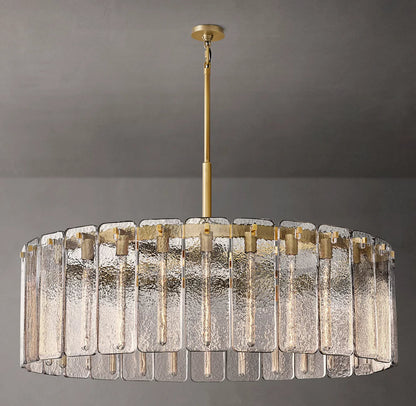 Rippled Glass Grand Drum Chandelier
