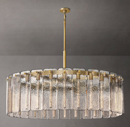 Rippled Glass Grand Drum Chandelier