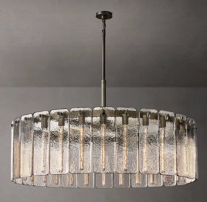 Rippled Glass Grand Drum Chandelier