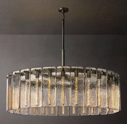 Rippled Glass Grand Drum Chandelier