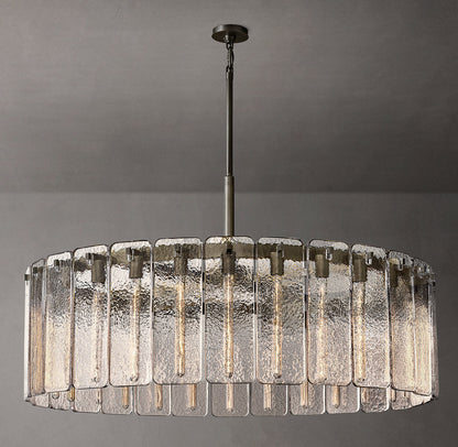 Rippled Glass Grand Drum Chandelier