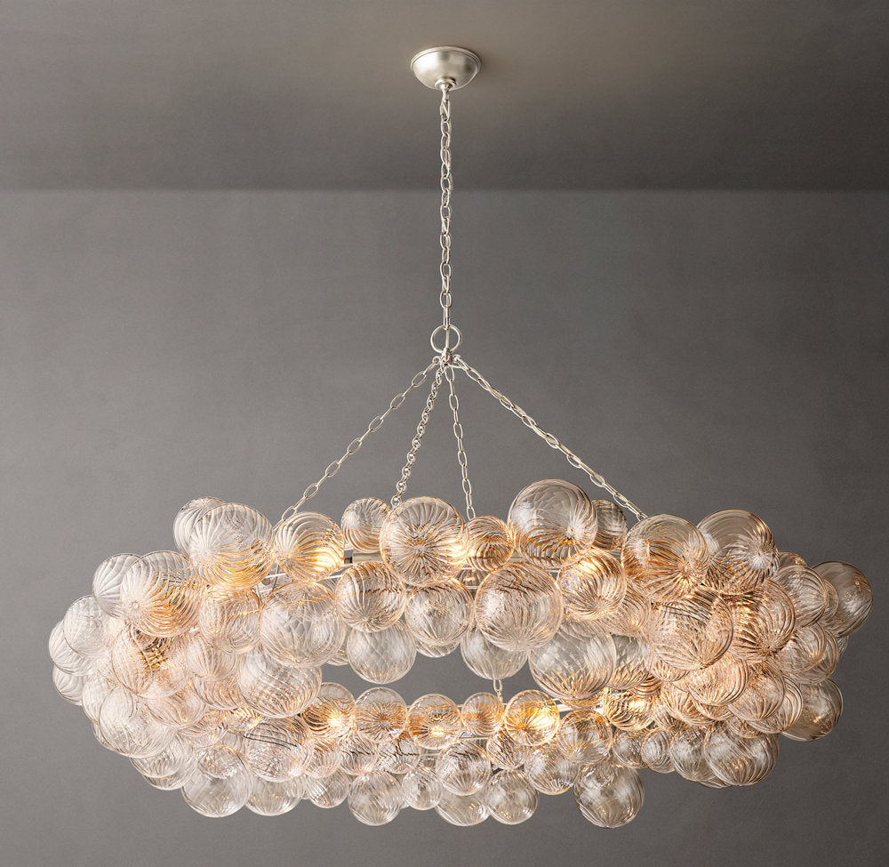 Rippled Glass Orb Ring Chandelier