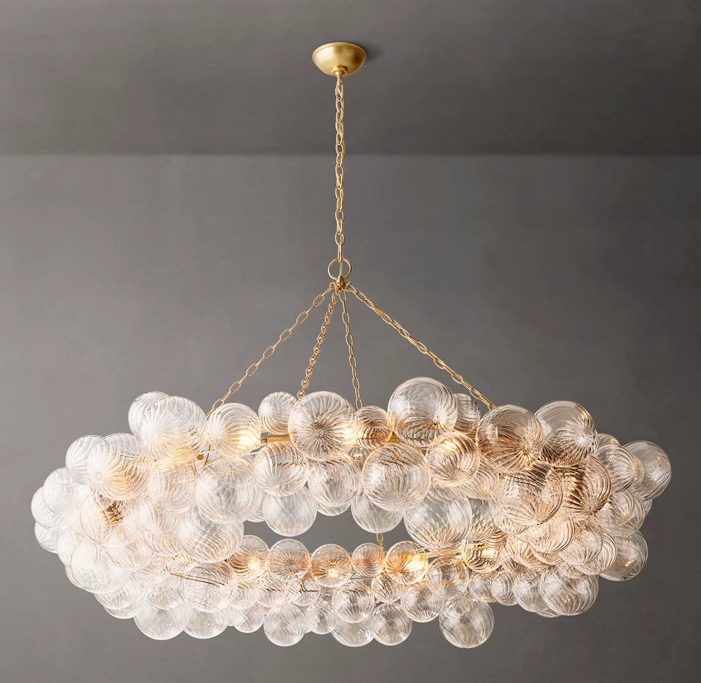 Rippled Glass Orb Ring Chandelier
