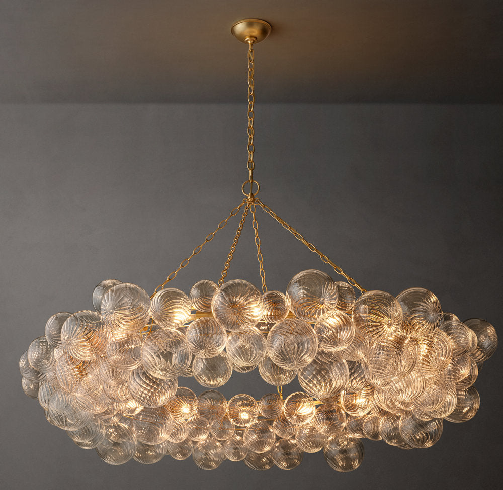 Rippled Glass Orb Ring Chandelier