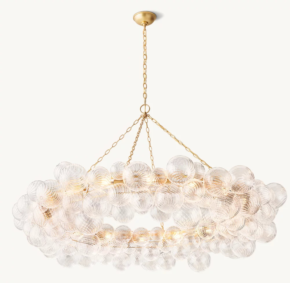 Rippled Glass Orb Ring Chandelier