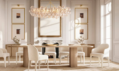 Rippled Glass Orb Ring Chandelier