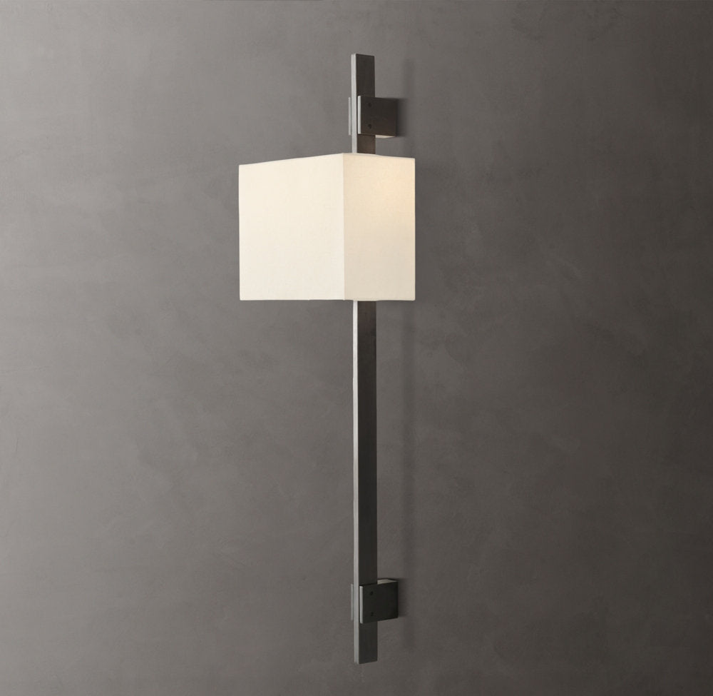 Riveted Brass Rectangular Shade Sconce