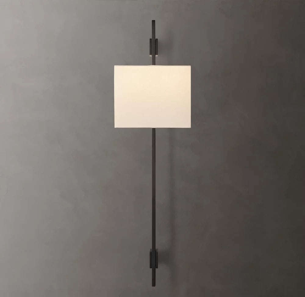 Riveted Brass Rectangular Shade Sconce