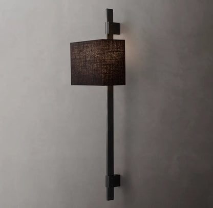 Riveted Brass Rectangular Shade Sconce