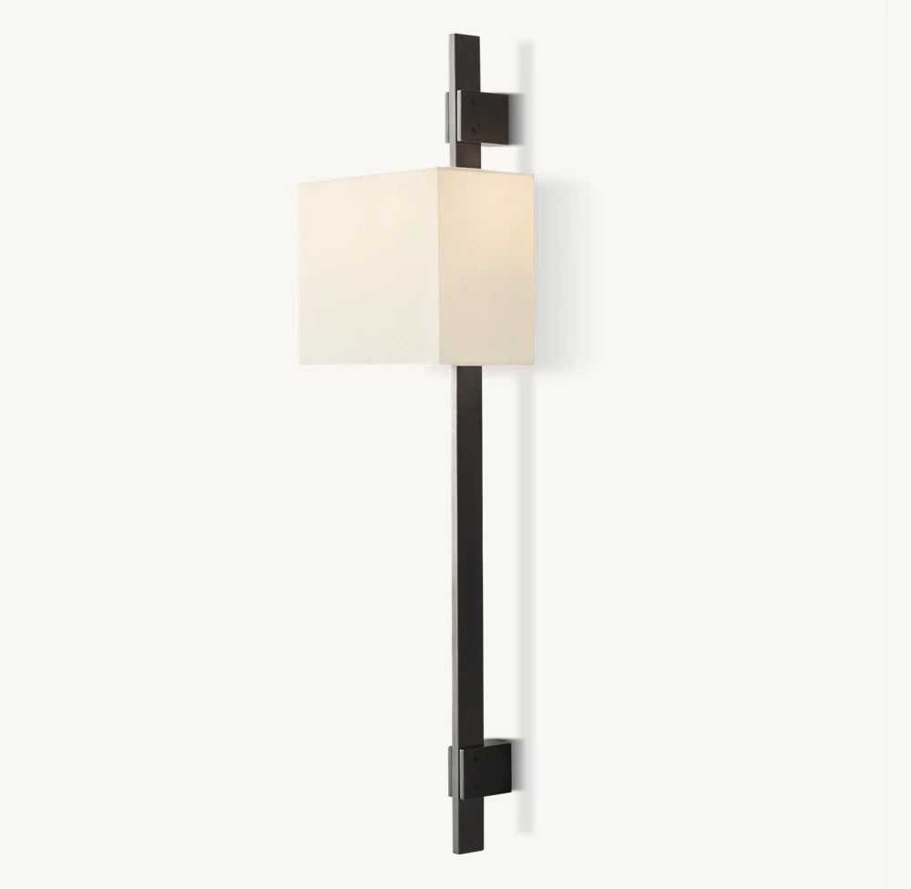 Riveted Brass Rectangular Shade Sconce