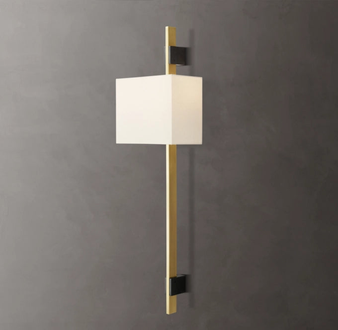 Riveted Brass Rectangular Shade Sconce