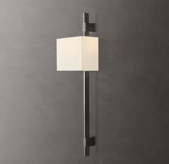 Riveted Brass Rectangular Shade Sconce