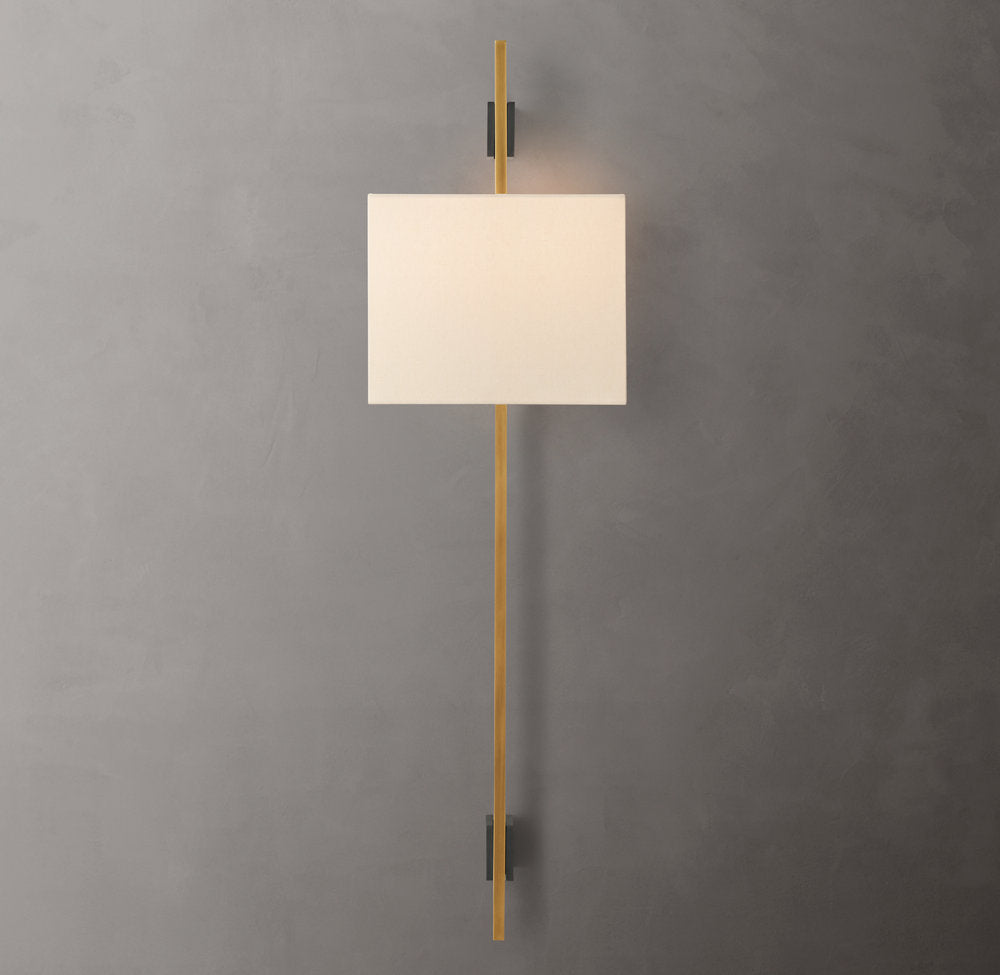 Riveted Brass Rectangular Shade Sconce