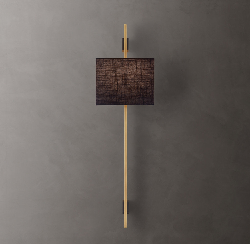 Riveted Brass Rectangular Shade Sconce