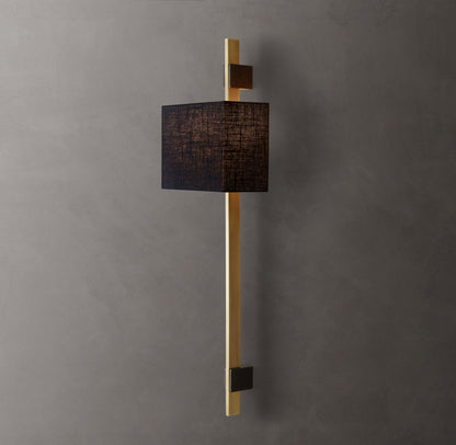 Riveted Brass Rectangular Shade Sconce