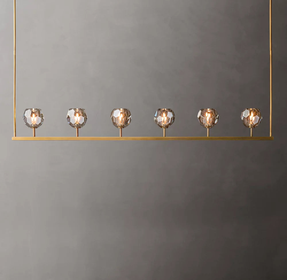 Smoke Crystal Sphere Beam Chandelier