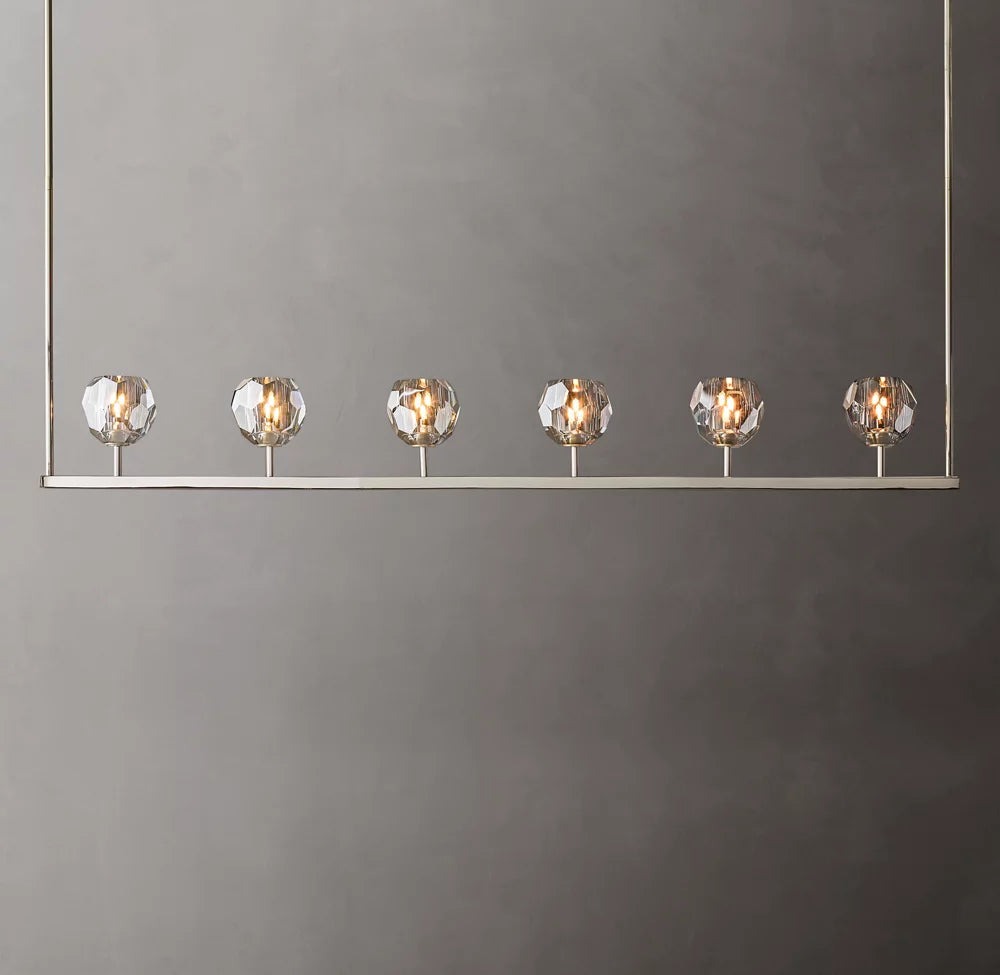Smoke Crystal Sphere Beam Chandelier