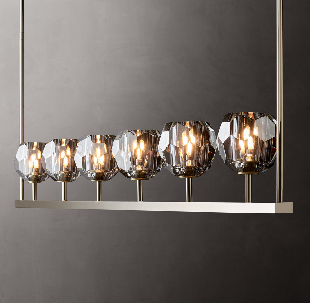 Smoke Crystal Sphere Beam Chandelier