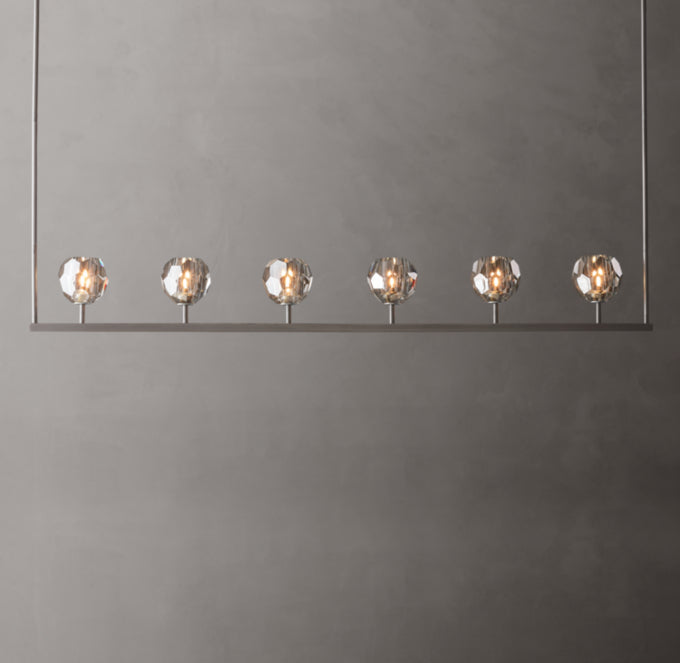 Smoke Crystal Sphere Beam Chandelier
