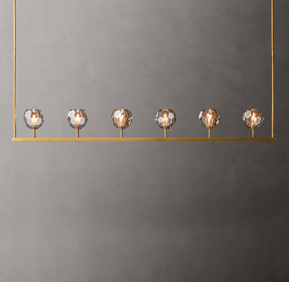 Smoke Crystal Sphere Beam Chandelier