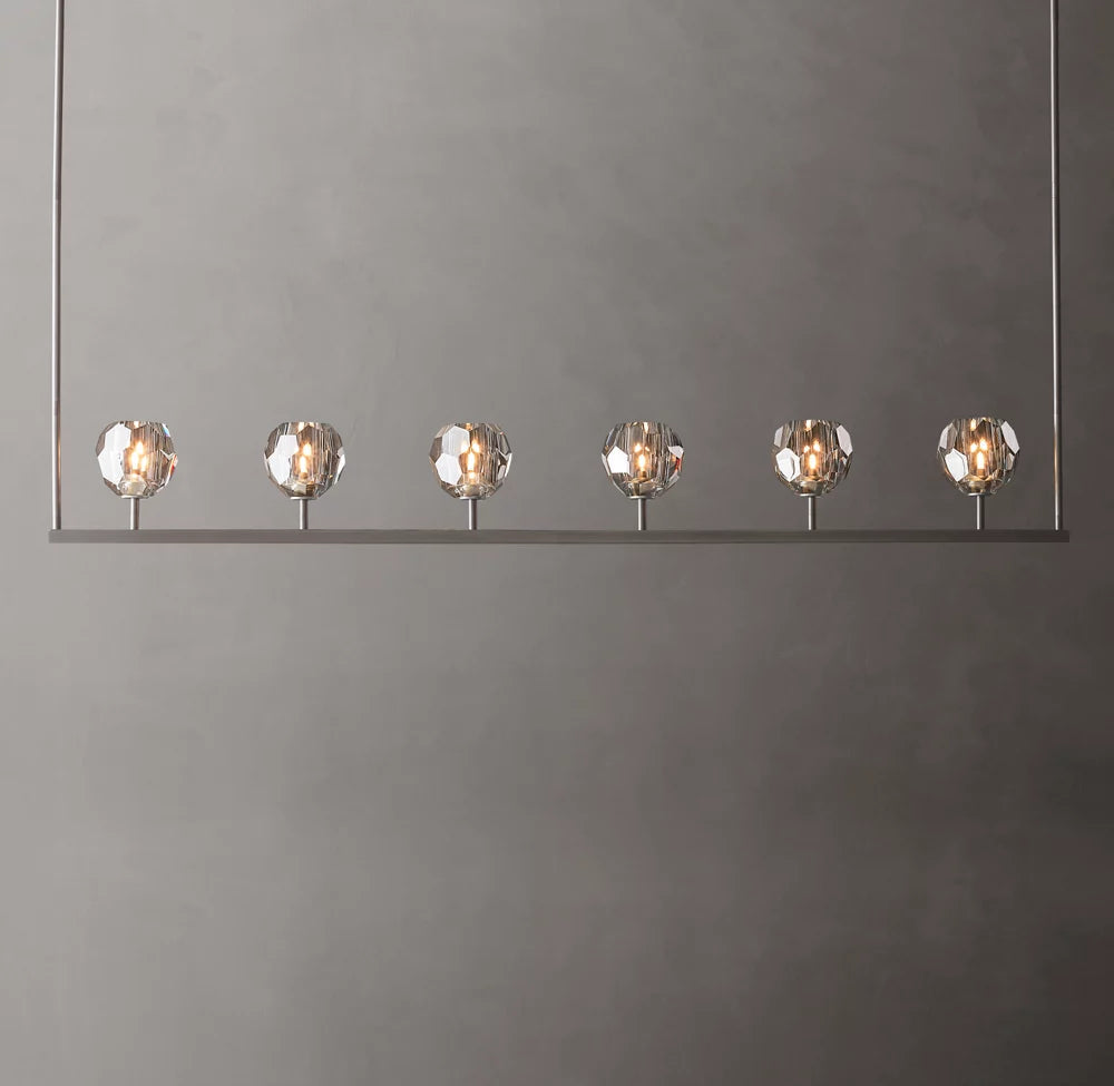 Smoke Crystal Sphere Beam Chandelier