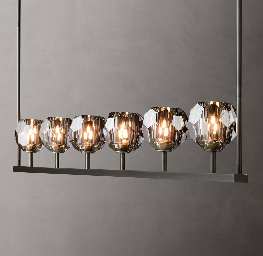 Smoke Crystal Sphere Beam Chandelier