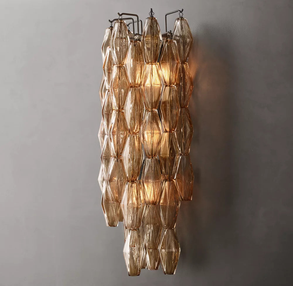 Smoke Polyhedron Glass Wall Light