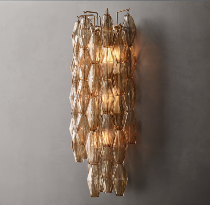 Smoke Polyhedron Glass Wall Light