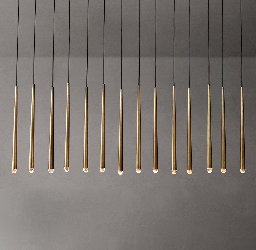 Suspended Brass Column LED Chandelier