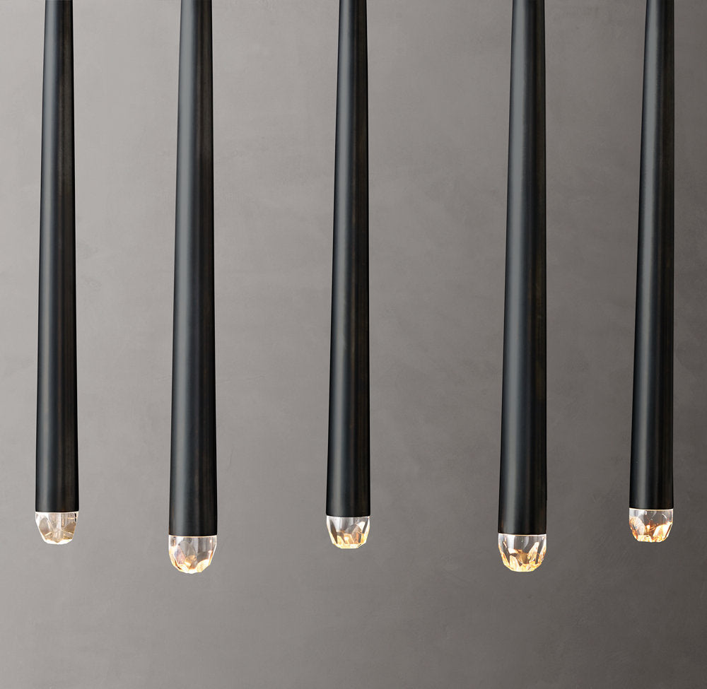 Suspended Brass Column LED Chandelier