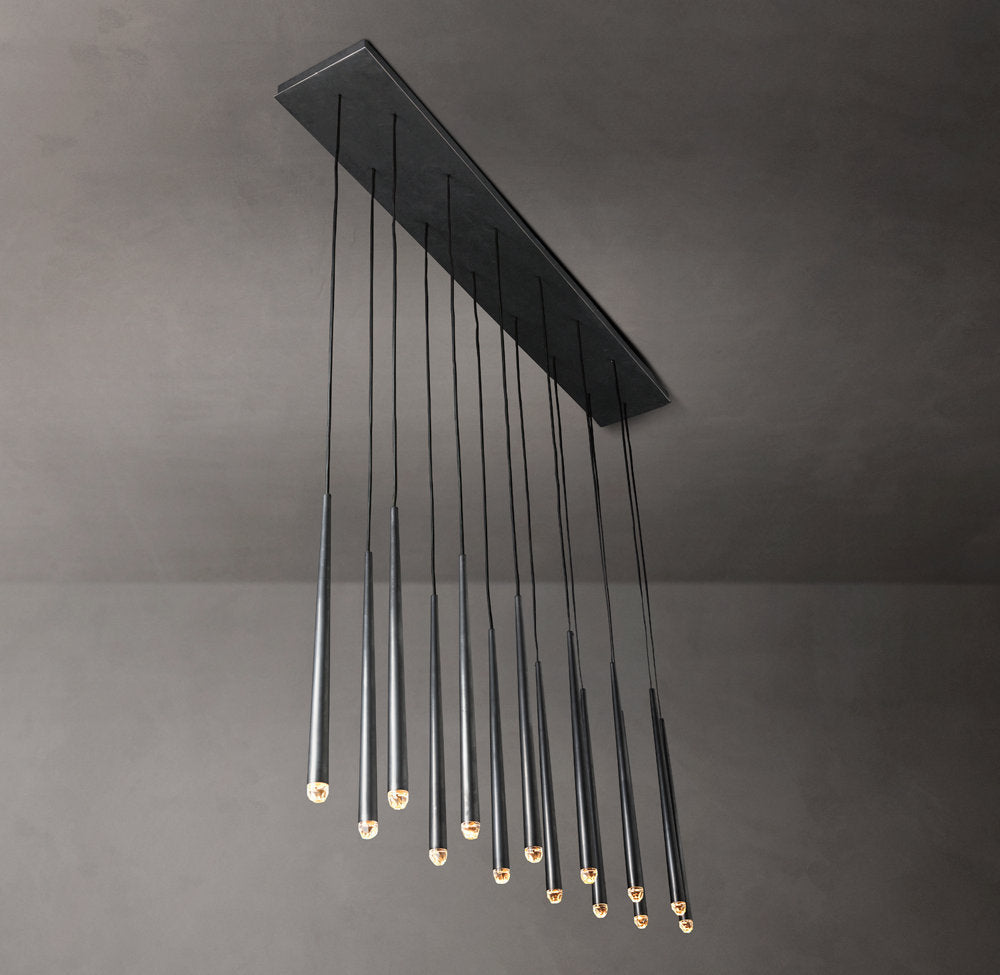 Suspended Brass Column LED Chandelier