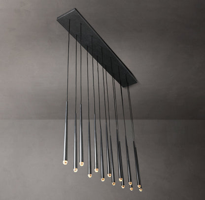 Suspended Brass Column LED Chandelier