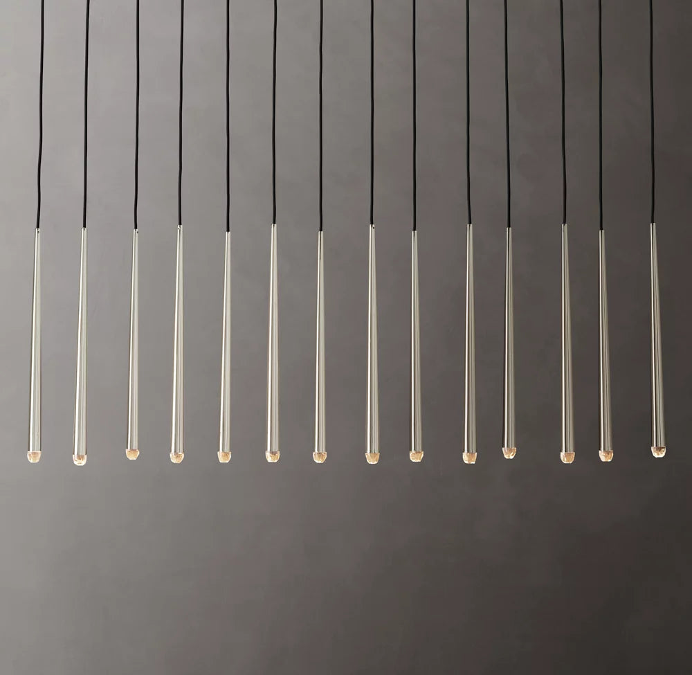 Suspended Brass Column LED Chandelier