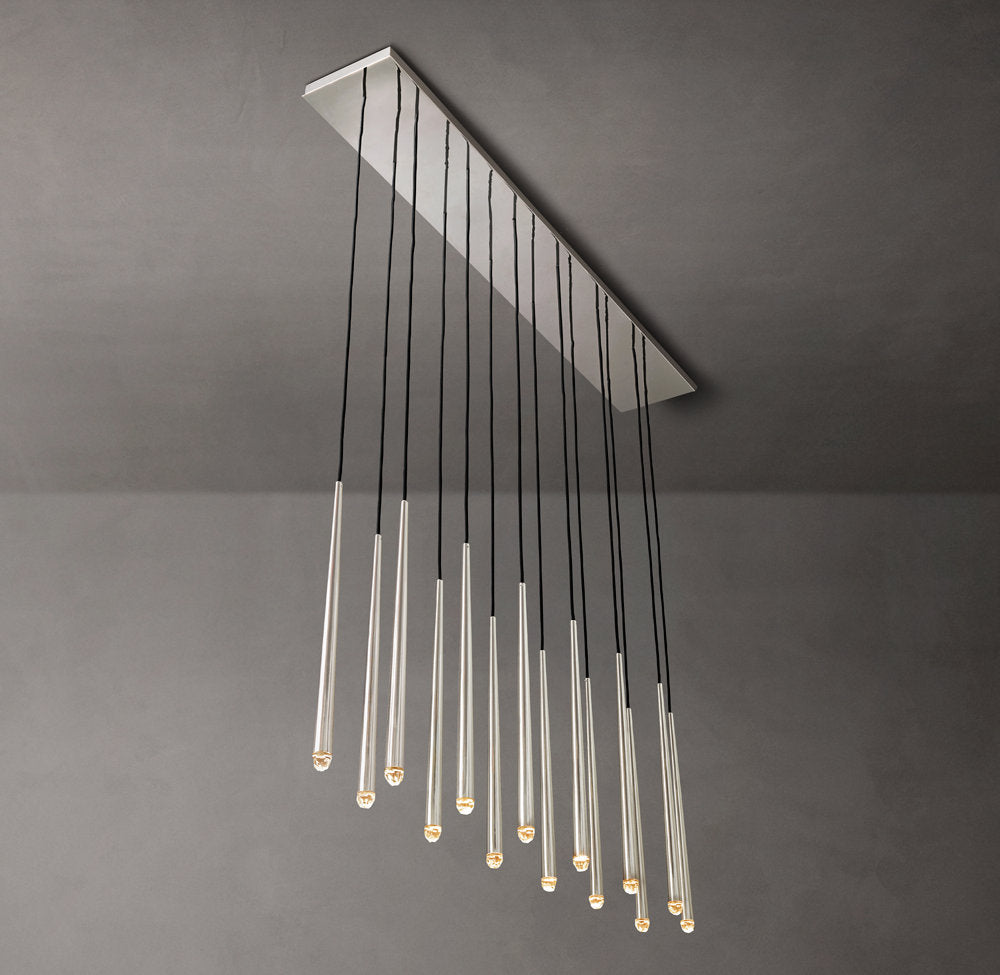 Suspended Brass Column LED Chandelier