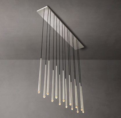 Suspended Brass Column LED Chandelier