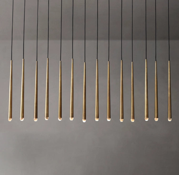 Suspended Brass Column LED Chandelier