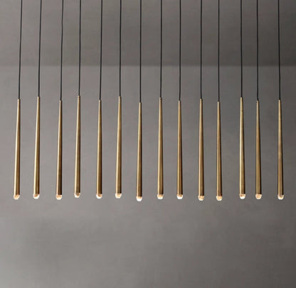 Suspended Brass Column LED Chandelier