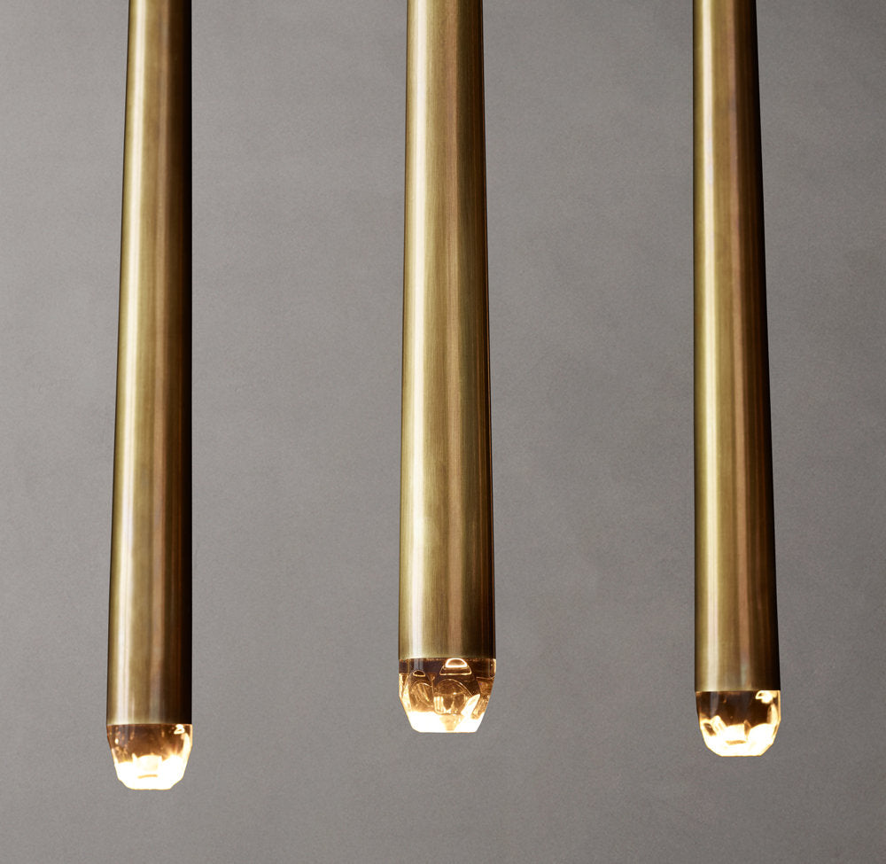Suspended Brass Column LED Chandelier