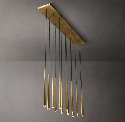 Suspended Brass Column LED Chandelier