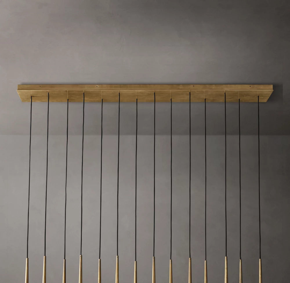 Suspended Brass Column LED Chandelier